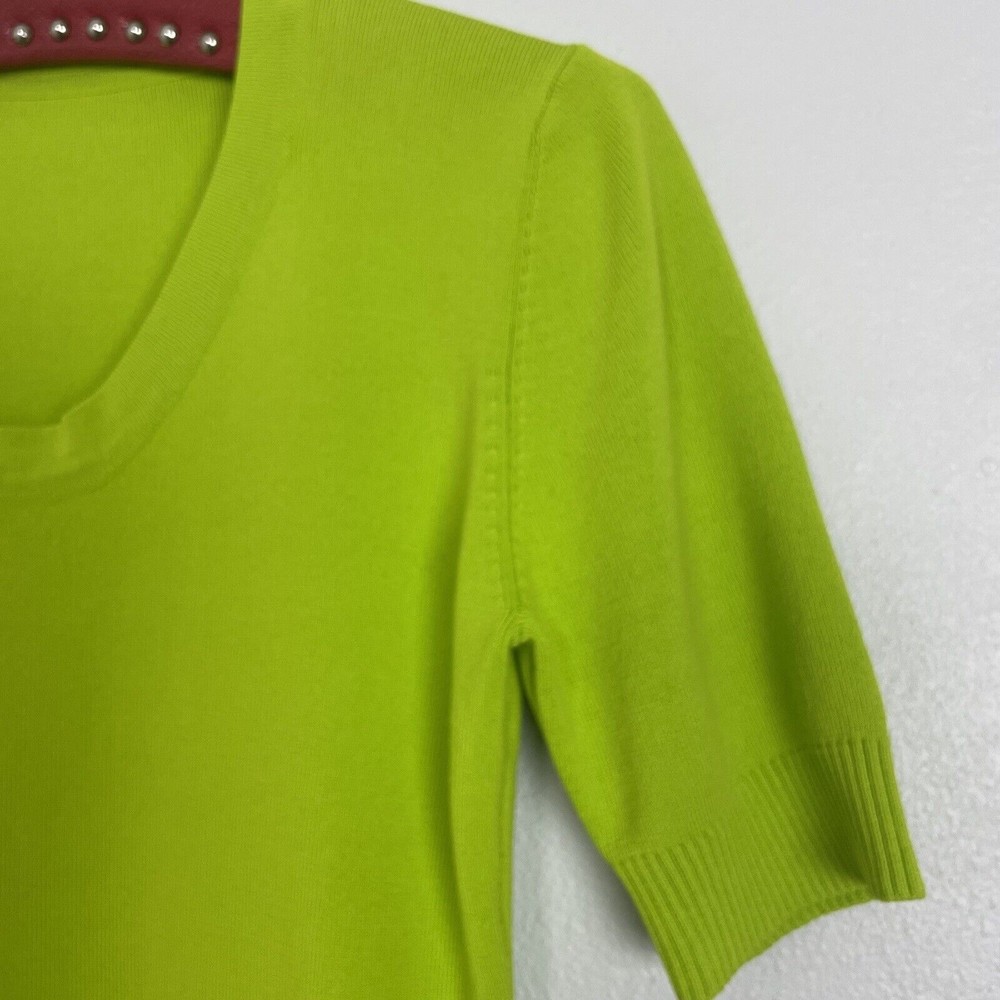 Vintage 90’s Lime Green Stretch Knit Short Sleeve Top S/M - Picture 4 of 10